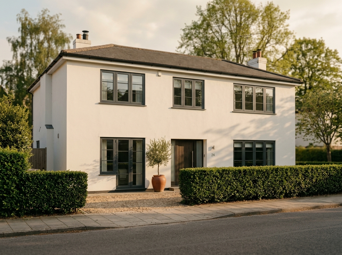 Maison rénovée à la façade fraîchement enduite, représentative des chantiers menés à Differdange.